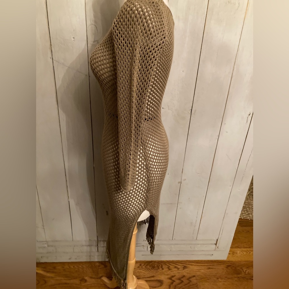 Anthropologie Carmel Crochet Dress Swim Cover Up Long Sleeve Side Slit Dress XS - Picture 7 of 11